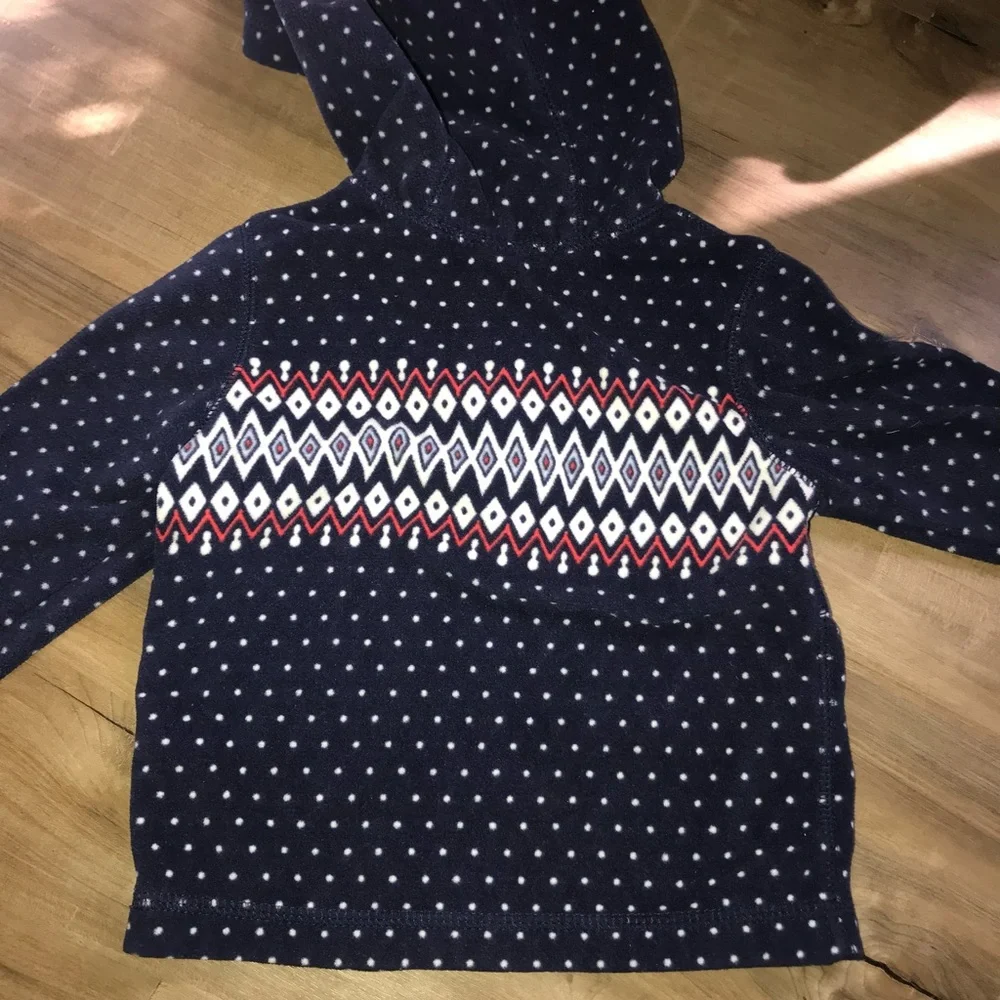 5/$25 Boho Baby Sweater Gender Long Sleeve Fleece Hood Fair Isle
